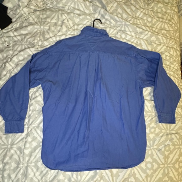 Men’s Blue Button-Up Shirt with Emblem - Tommy Hilfiger - Picture 3 of 3